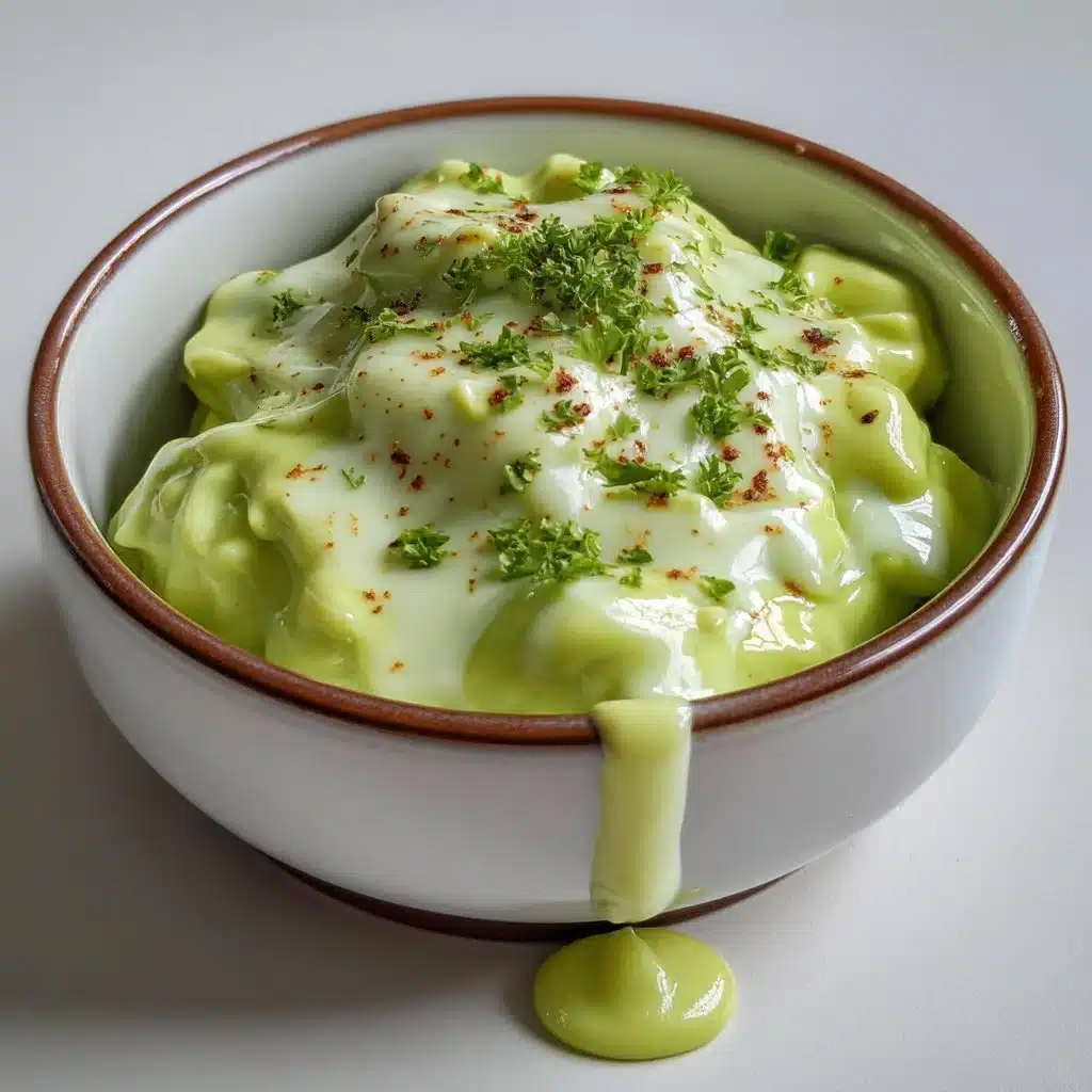 Avocado lime salad dressing in a bowl, creamy and dairy-free