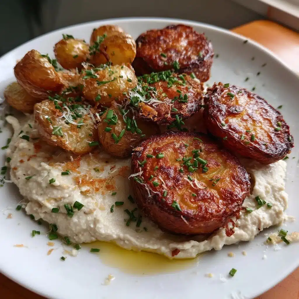 Crispy Smashed Potatoes with White Bean Dip