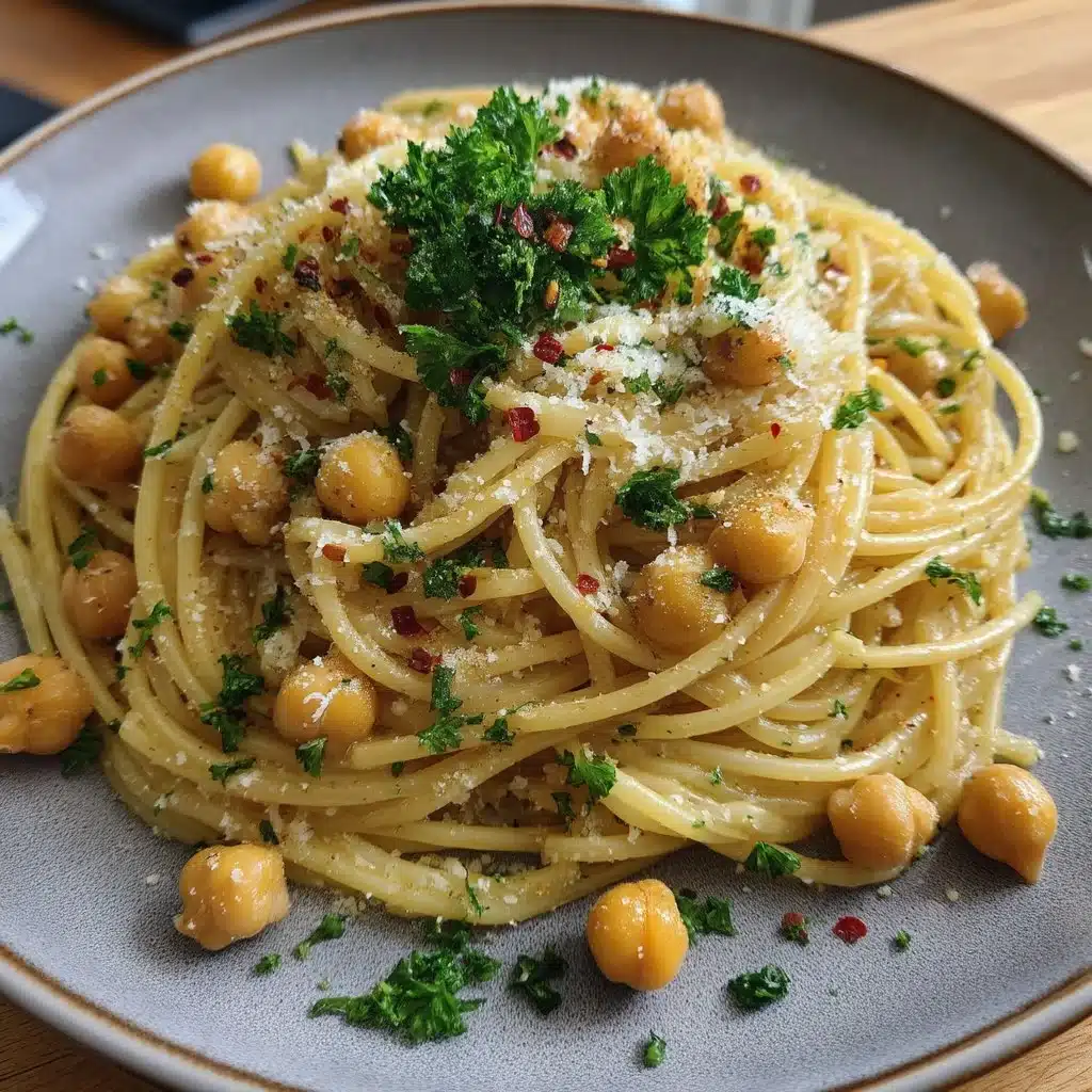 Garlic & Oil Chickpea Pasta