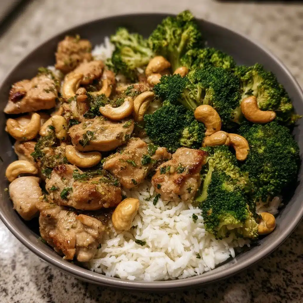 Cashew Chicken Stir-Fry with Extra Broccoli 1 Delicious Cashew Chicken Stir-Fry with Extra Broccoli served in a bowl