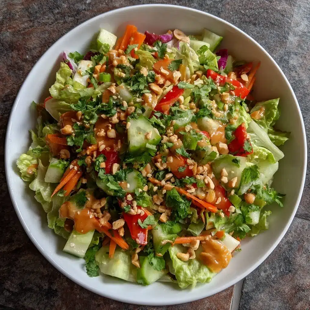 Chopped Thai Salad with vibrant vegetables and creamy peanut lime dressing