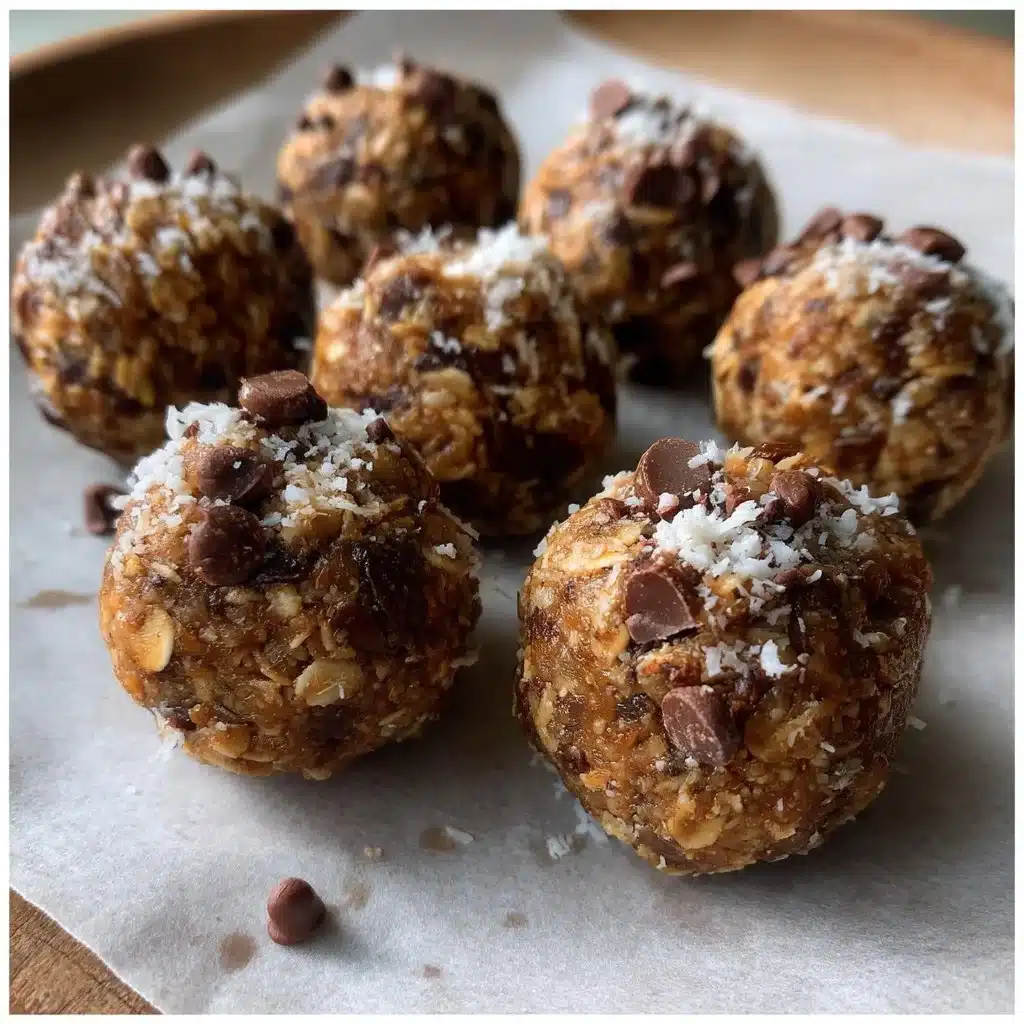 No-bake chocolate oat energy balls on a plate