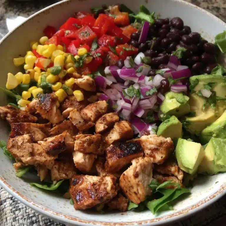 Southwest Chicken Salad with Black Bean Salsa 19 Healthy Southwest Chicken Salad with Black Bean Salsa in a bowl
