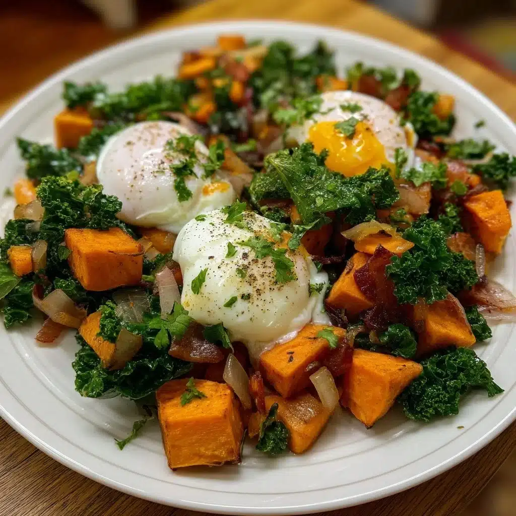 Sweet Potato & Kale Hash with Poached Eggs 1 Sweet Potato & Kale Hash with Poached Eggs