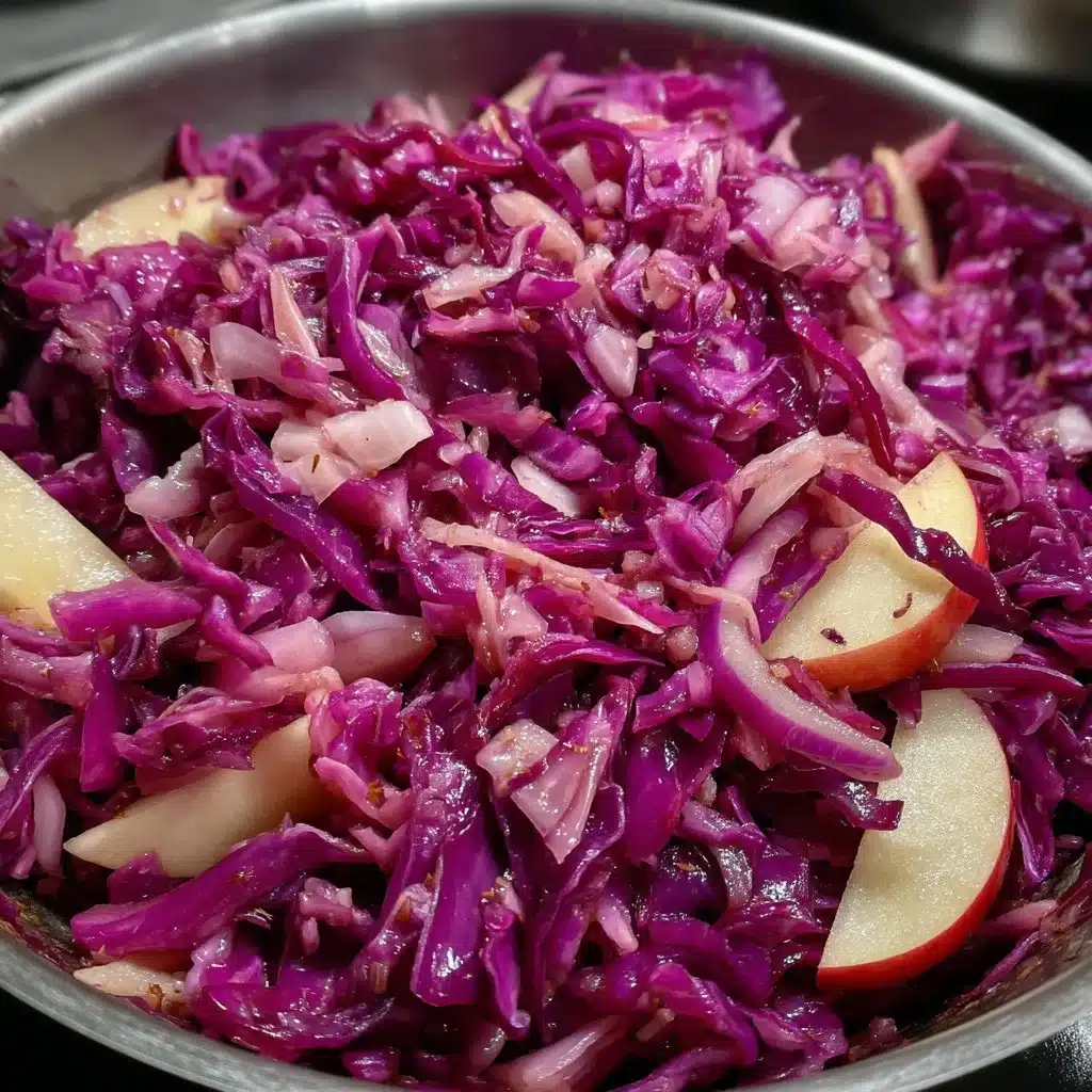 Sweet & Sour Red Cabbage (German Style) 1 Plate of German sweet and sour red cabbage garnished and ready to serve