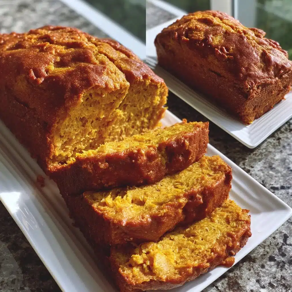 Delicious slice of Almond Flour Pumpkin Bread on a rustic wooden table