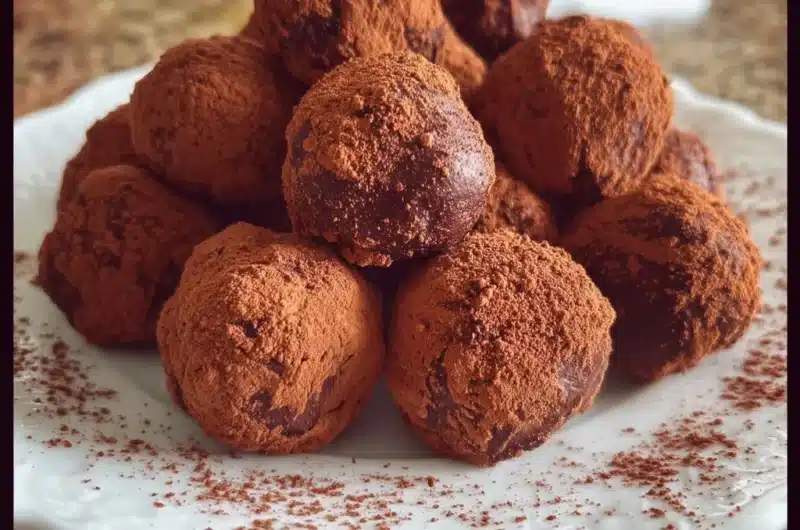Cayenne Pepper Chocolate Truffles on a decorative plate