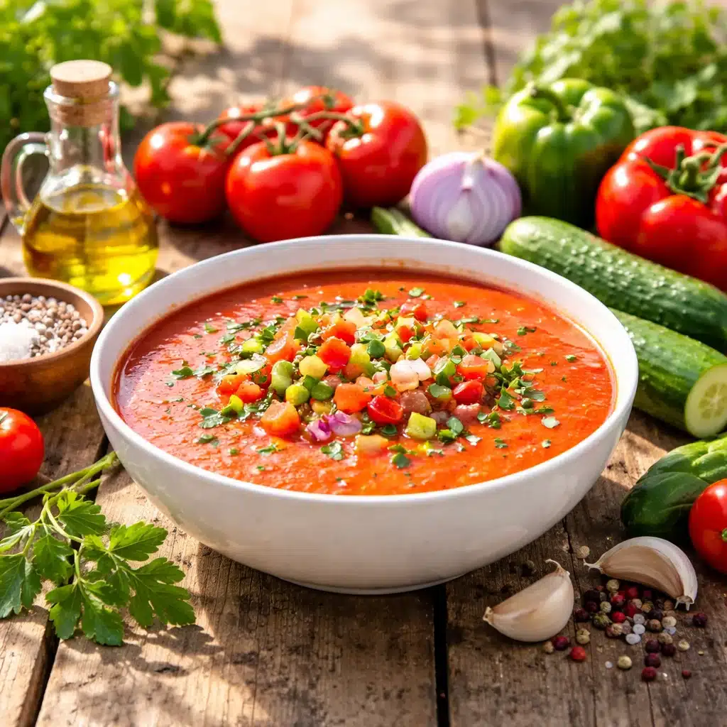Chilled Gazpacho (Cold Tomato Veggie Soup) to Refresh Your Day! 1 Chilled Gazpacho (Cold Tomato Veggie Soup) to Refresh Your Day!