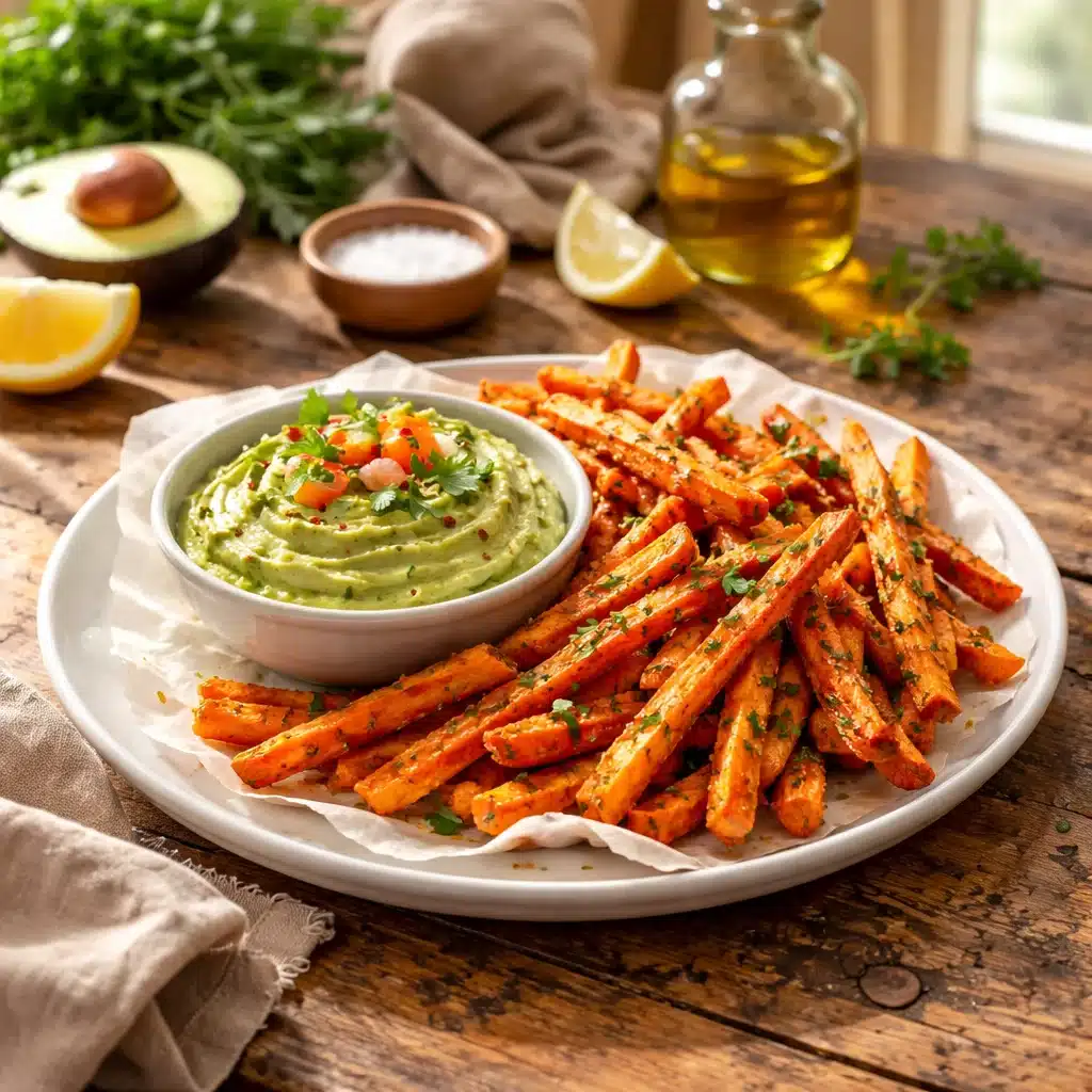 Crispy Carrot & Sweet Potato Fries with Creamy Avocado Dip 2 2. Carrot & Sweet Potato Fries