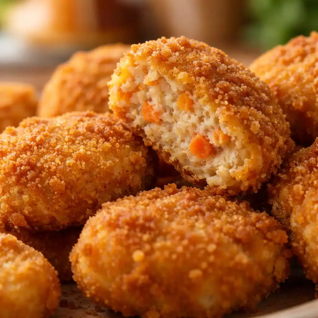 Healthy chicken nuggets with hidden carrots and veggies for kids.