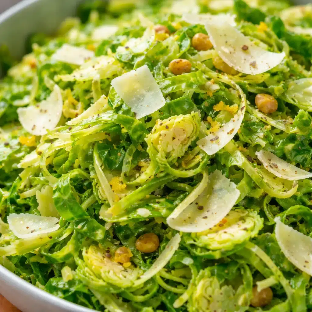 Delicious Shaved Brussels Sprouts Salad with Parmesan & Lemon 1 Shaved Brussels Sprouts Salad with Parmesan and Lemon Vinaigrette