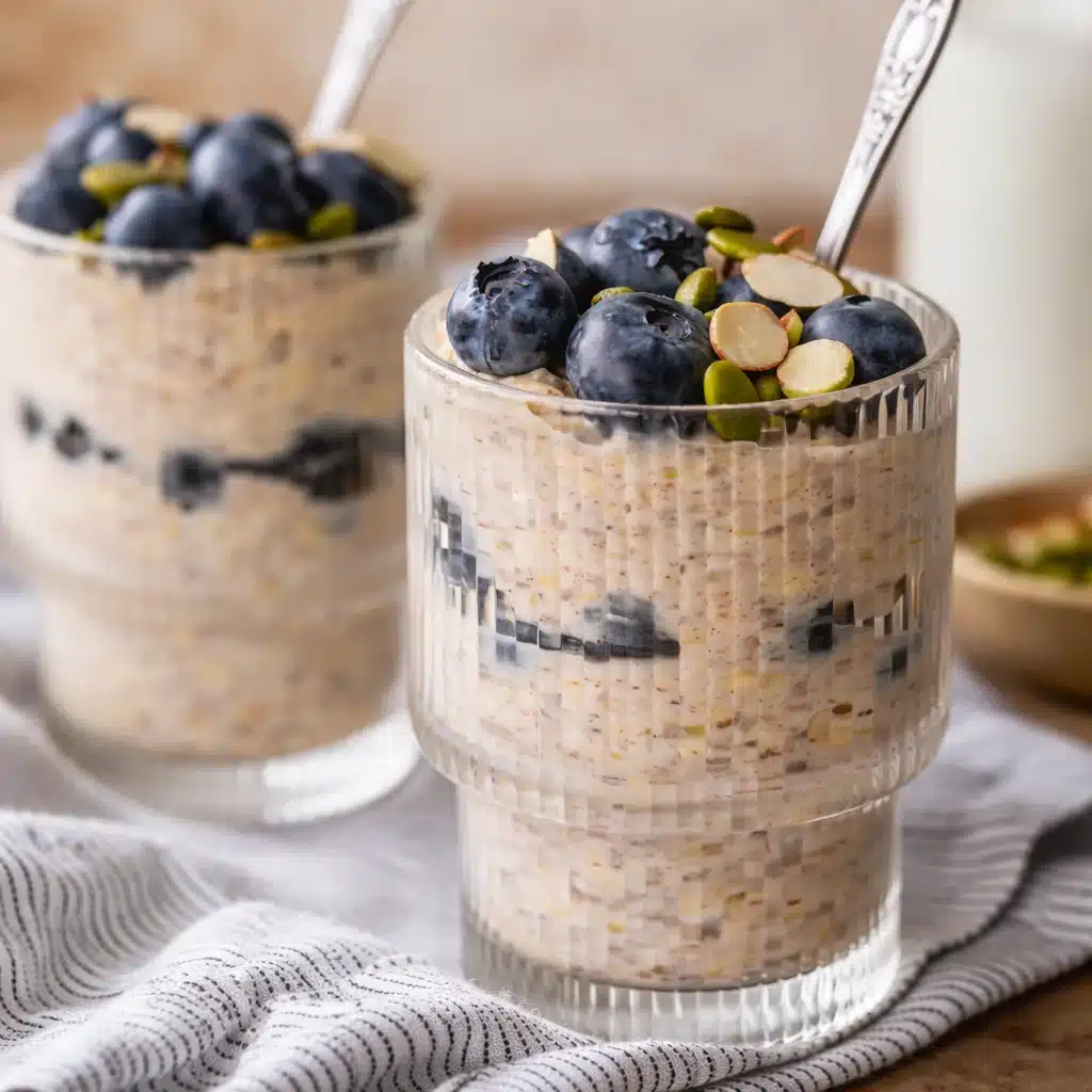 Healthy and creamy 5. Kefir Overnight Oats with fresh fruit toppings.