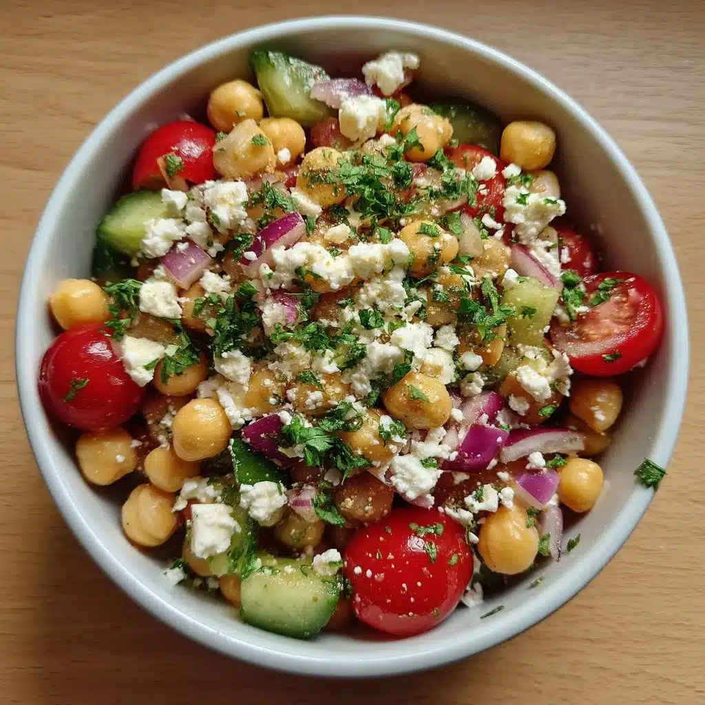 Greek Chickpea Salad with Feta 1 Greek Chickpea Salad with Feta featuring fresh veggies and herbs