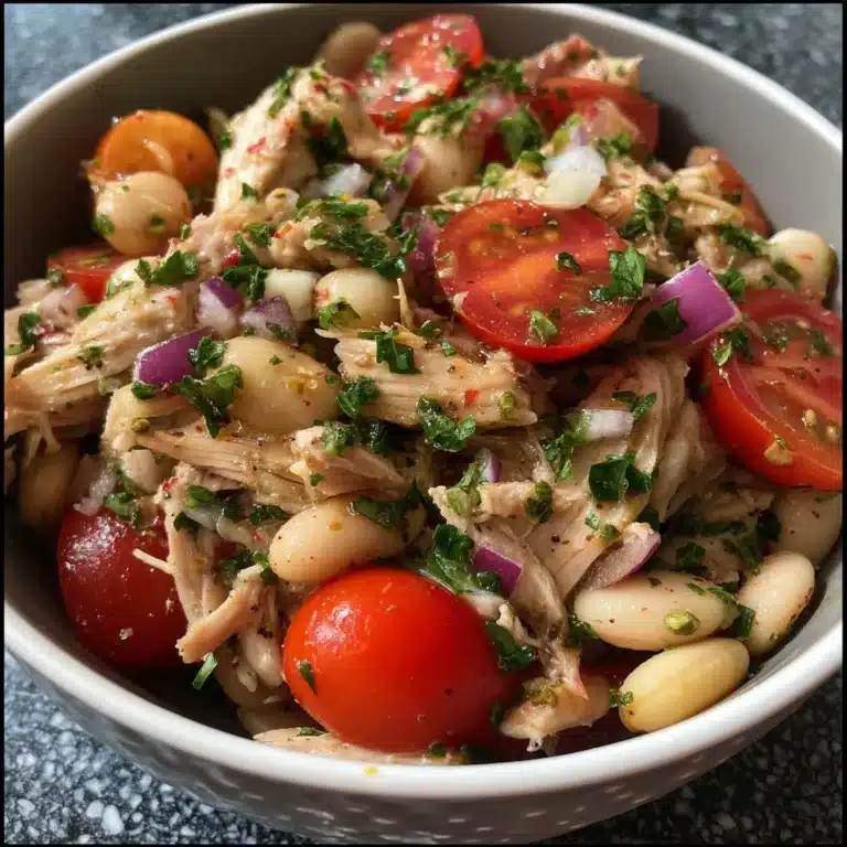 Leftover Chicken & White Bean Salad 17 Delicious leftover chicken and white bean salad in a bowl