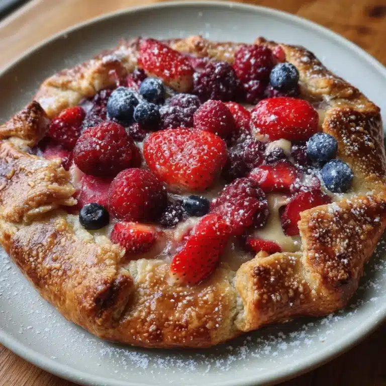 Fresh mixed berry galette with a flaky crust and vibrant berry filling