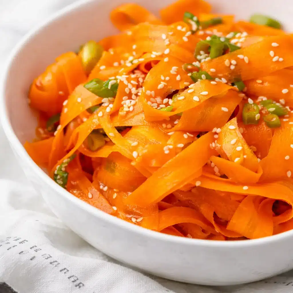 Quick and Easy Carrot Ribbon Salad with Sesame Bliss 1 Colorful Carrot Ribbon Salad with Sesame Dressing and fresh herbs