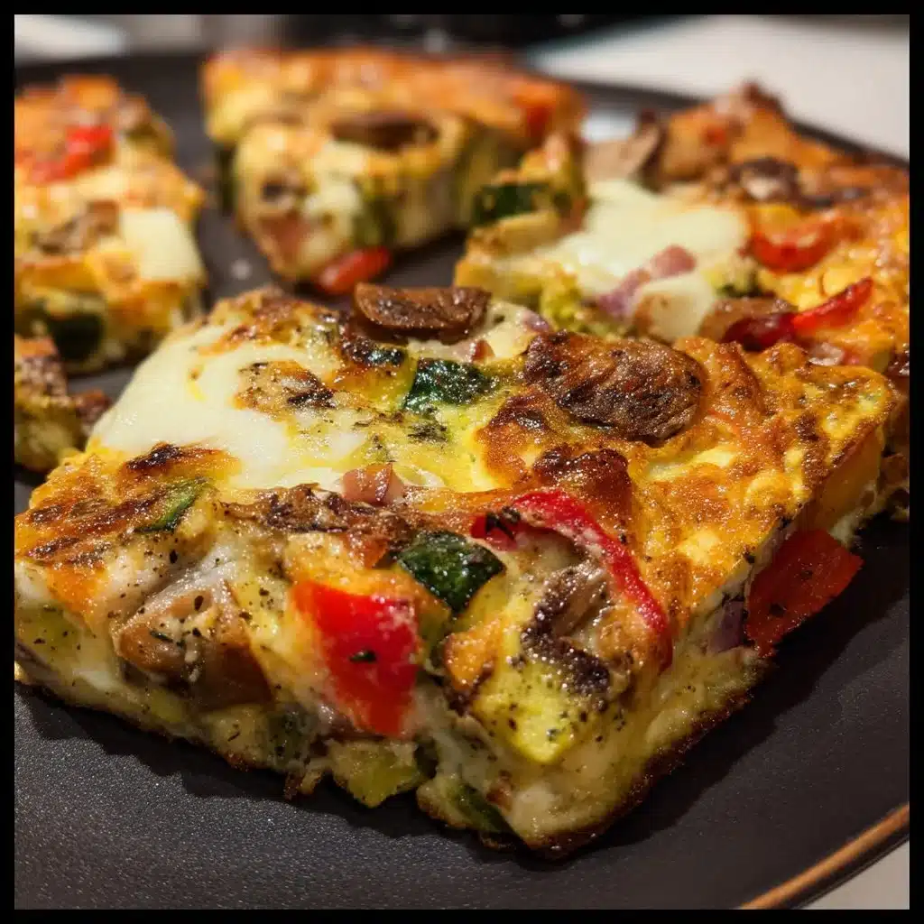 Roasted Veggie Frittata 1 Roasted veggie frittata with vibrant vegetables in a skillet