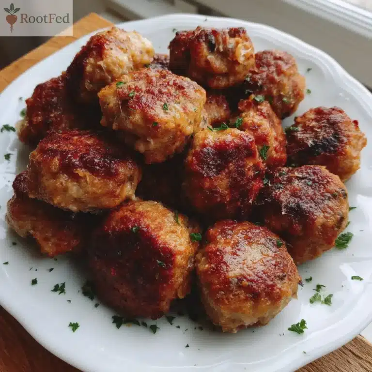 Turkey & White Bean Meatballs 5 Healthy turkey and white bean meatballs served with herbs.
