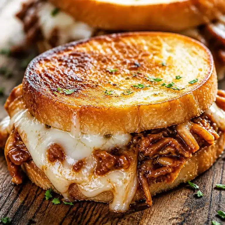 BBQ Chicken Grilled Cheese sandwich with melted cheese on toasted bread.