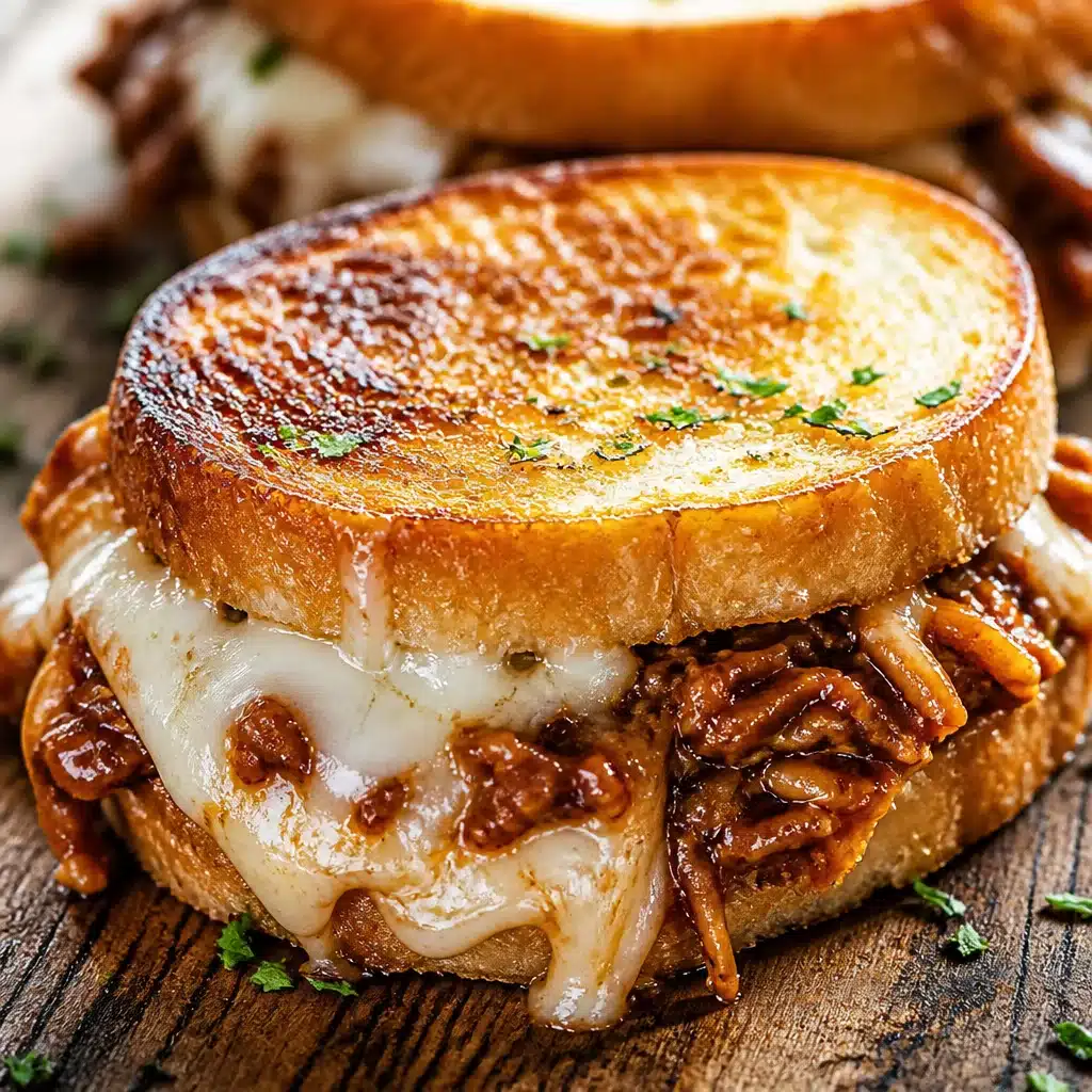 BBQ Chicken Grilled Cheese sandwich with melted cheese on toasted bread.