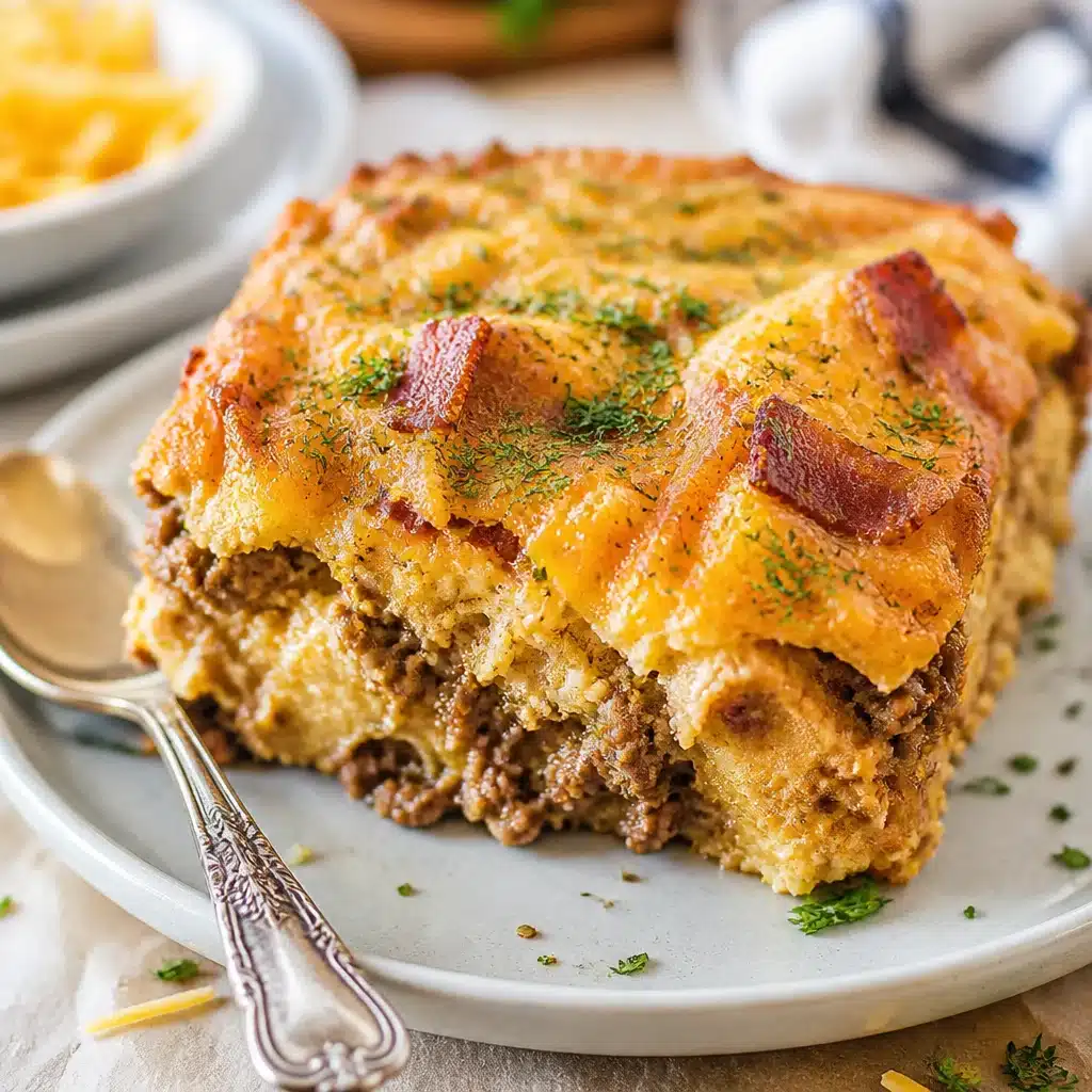 Savor the Flavor: Easy Low-Carb Bacon Cheeseburger Casserole 1 Delicious Low-Carb Bacon Cheeseburger Casserole with ground beef, crispy bacon, and cheese.