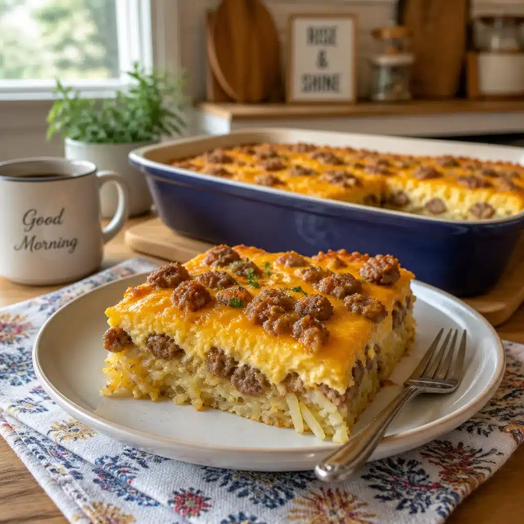 Savor the Morning: Sausage, Egg, and Cream Cheese Hashbrown Casserole