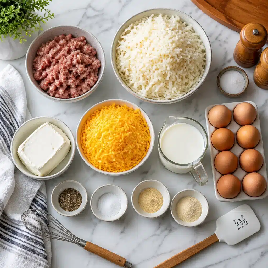 Sausage, Egg, and Cream Cheese Hashbrown Casserole