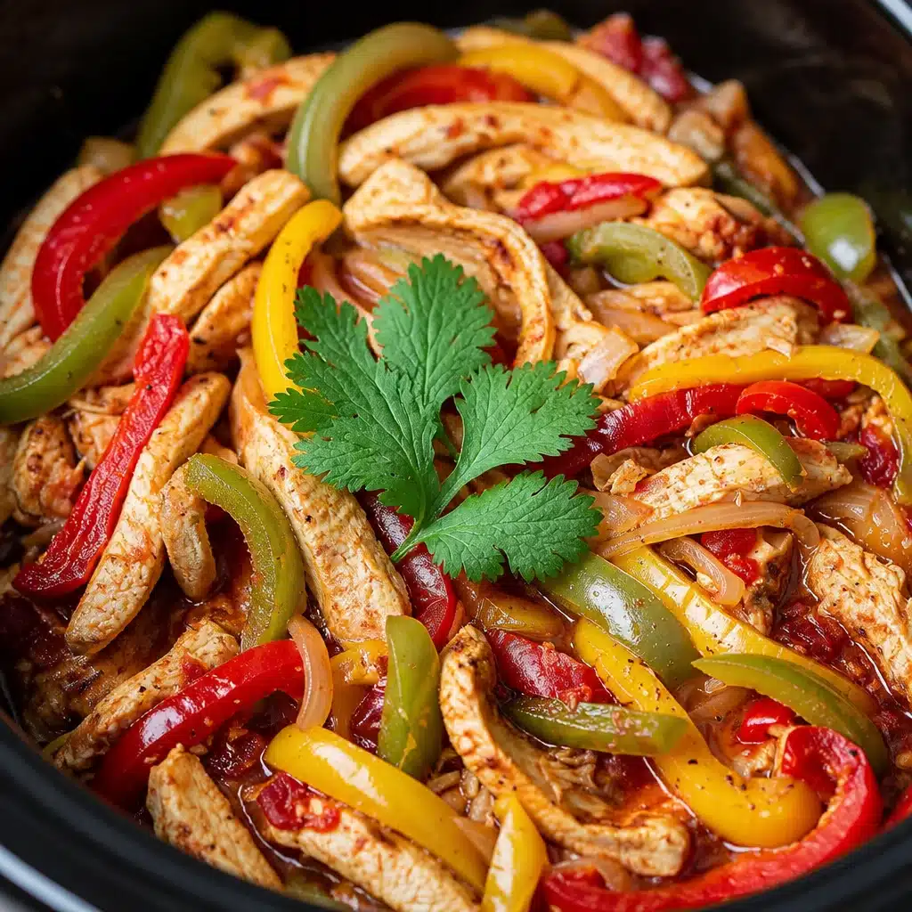 Delicious Dump and Go Crockpot Chicken Fajitas Dinner served with tortillas.