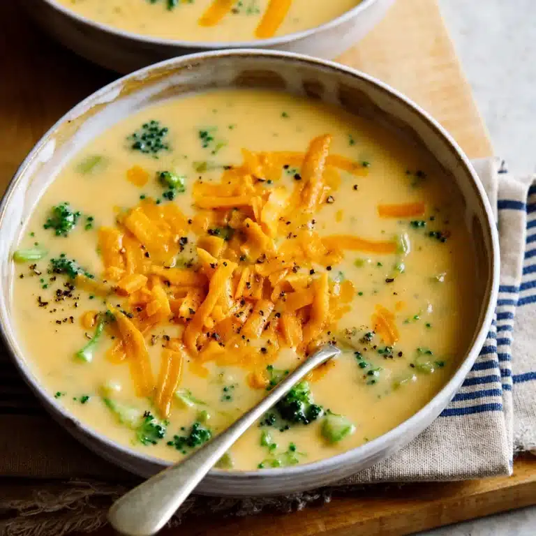 Creamy Easy Broccoli Cheddar Soup in a bowl, perfect for cozy meals.