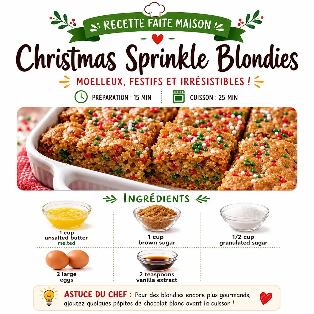 Christmas Sprinkle Blondies - High-Fiber Dessert 1 Plate of Christmas Sprinkle Blondies with festive toppings and high-fiber ingredients.