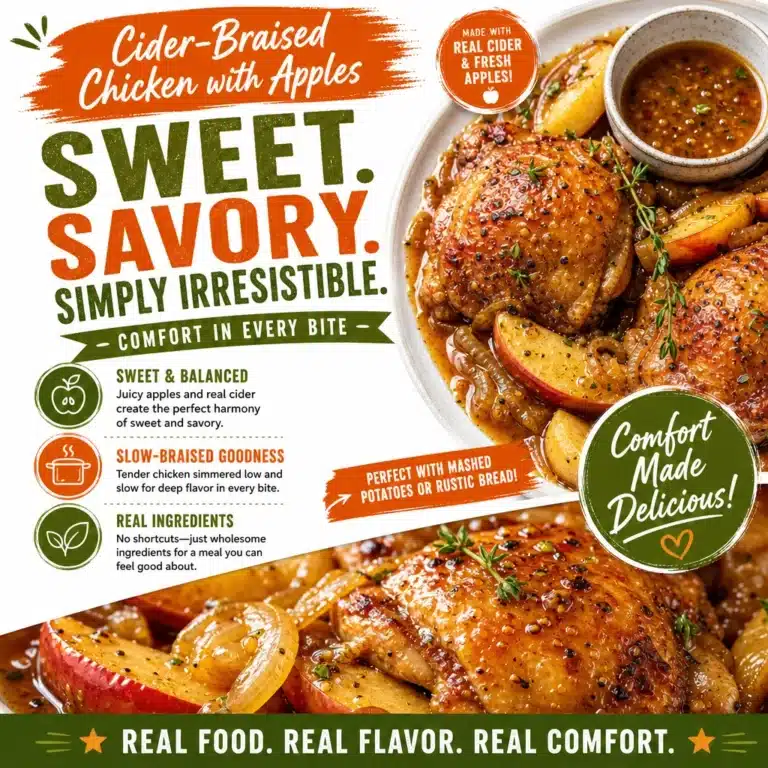 Cider-Braised Chicken with Apples - Easy Comfort Food 8 Delicious Cider-Braised Chicken with Apples served on a plate