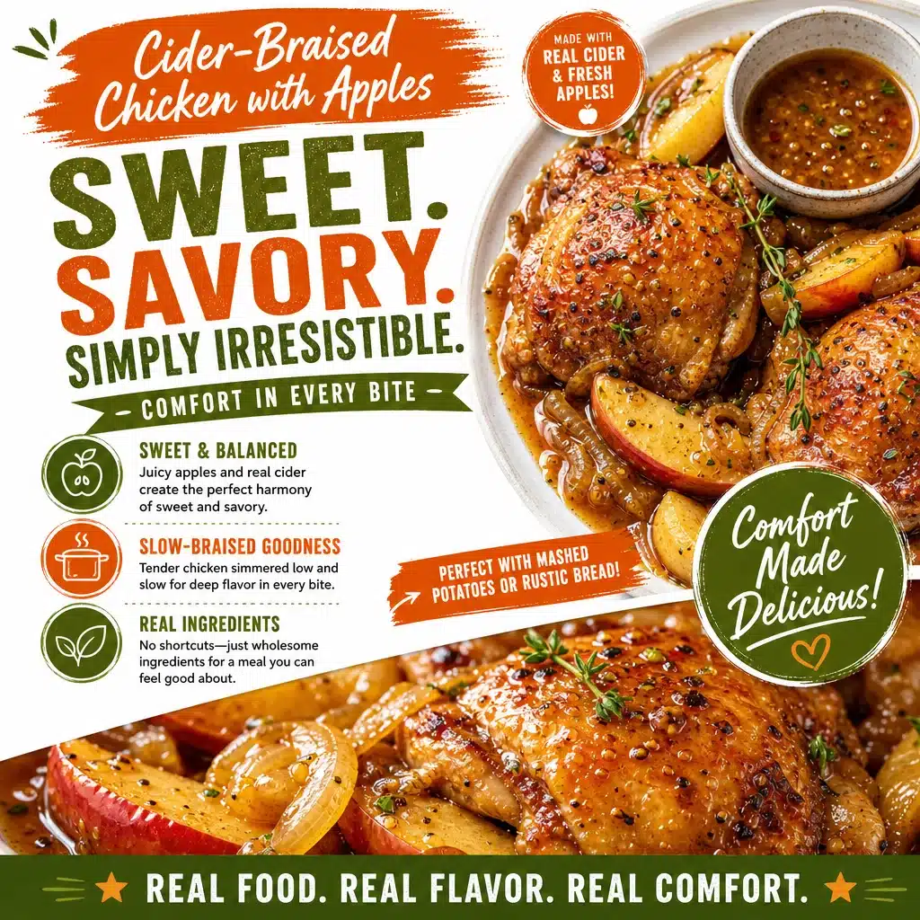 Delicious Cider-Braised Chicken with Apples served on a plate