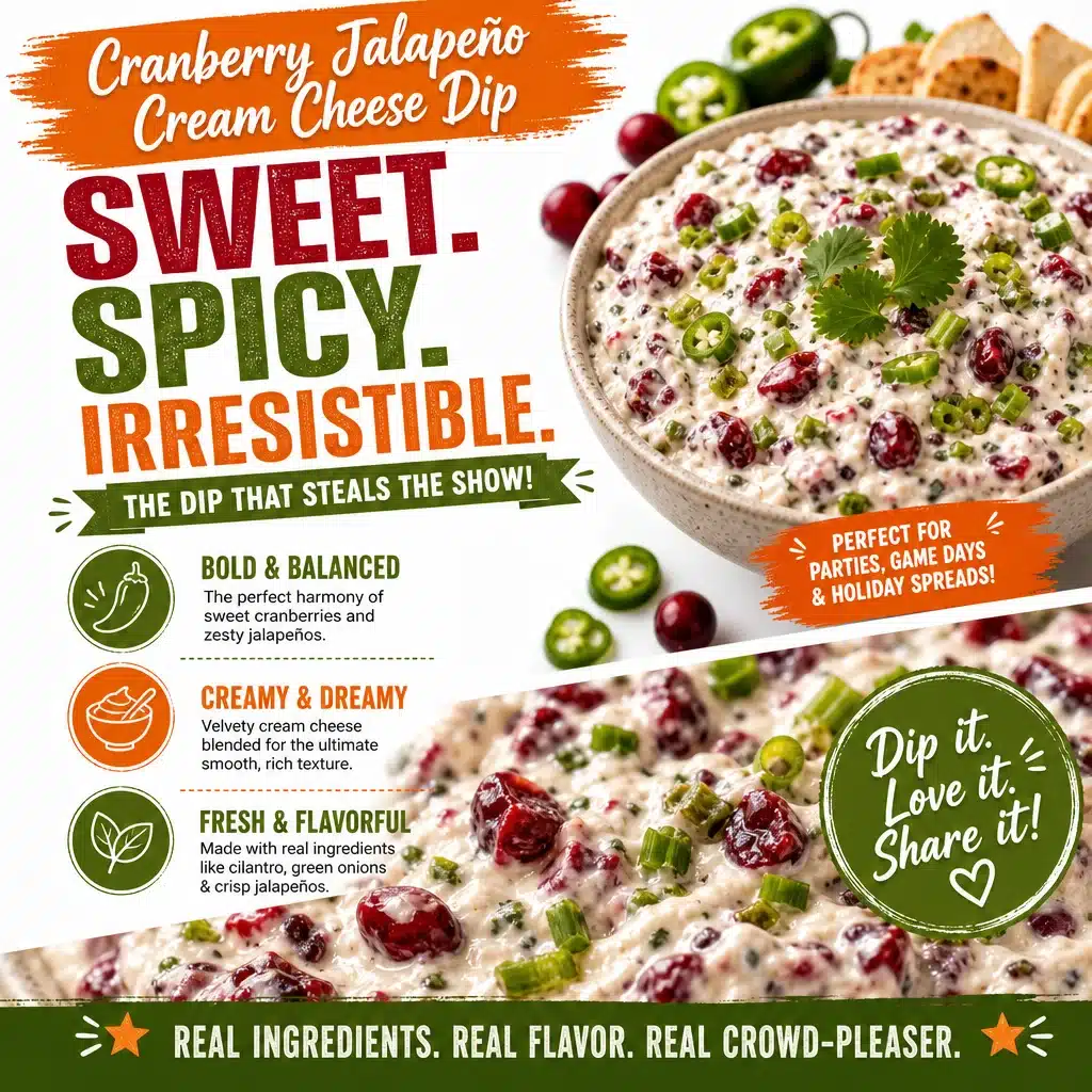 Cranberry Jalapeño Cream Cheese Dip - Easy, Festive 1 Cranberry Jalapeño Cream Cheese Dip served in a festive bowl