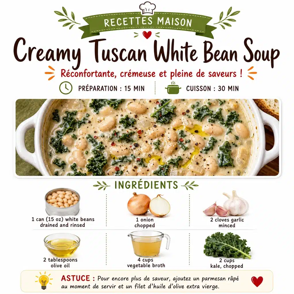 Creamy Tuscan White Bean Soup 1 Creamy Tuscan white bean soup in a rustic bowl with fresh herbs