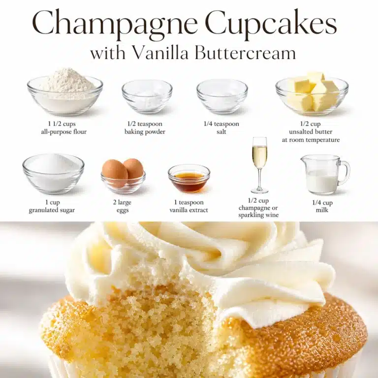 Easy champagne cupcakes with vanilla buttercream frosting