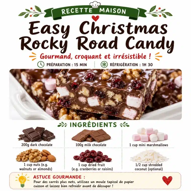 Easy Christmas Rocky Road Candy with high fiber ingredients for a festive treat