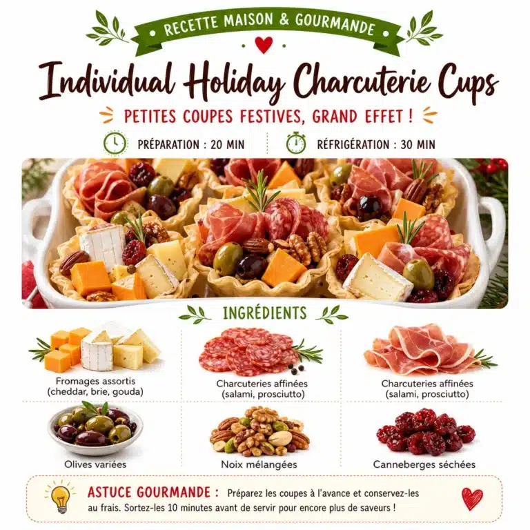 Delicious holiday charcuterie cups filled with seasonal meats and snacks