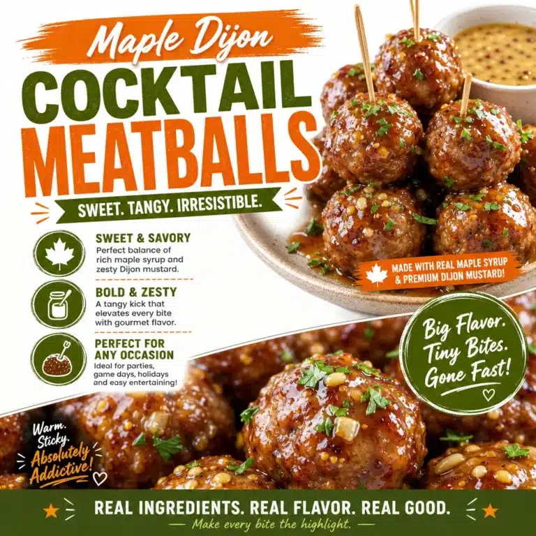Delicious Maple Dijon Cocktail Meatballs served on a platter.