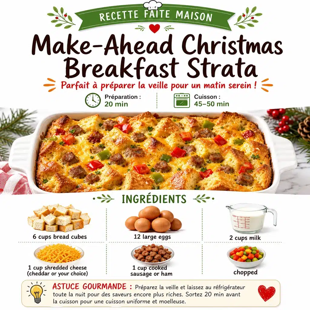 High-Fiber Make-Ahead Christmas Breakfast Strata 1 High-fiber Christmas breakfast strata with eggs and vegetables