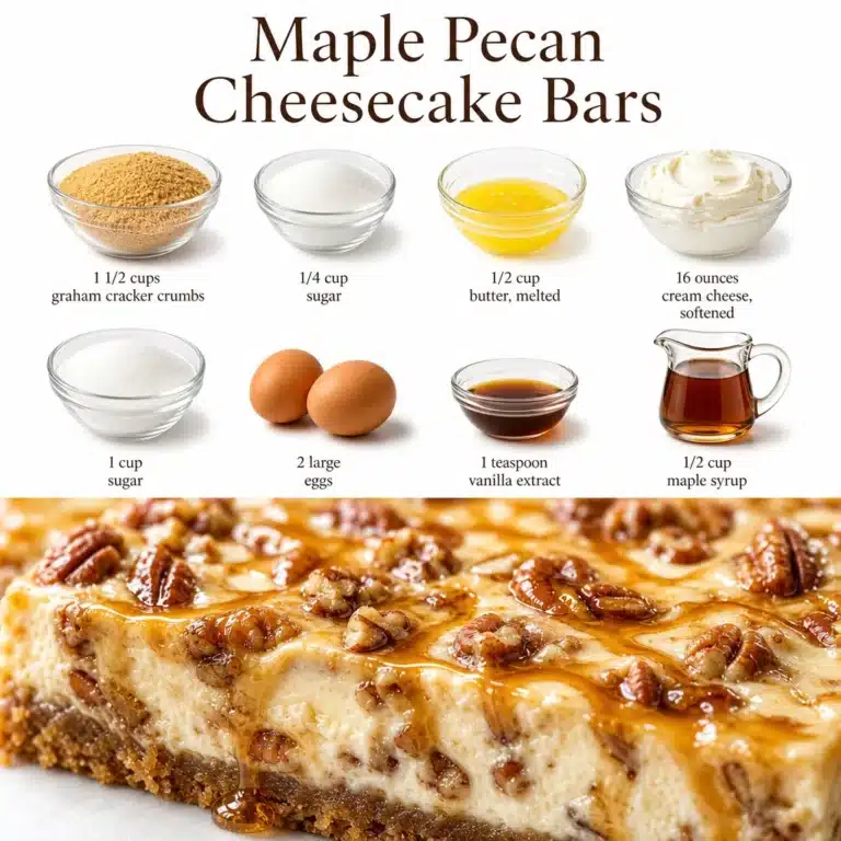 Delicious Maple Pecan Cheesecake Bars served on a white plate