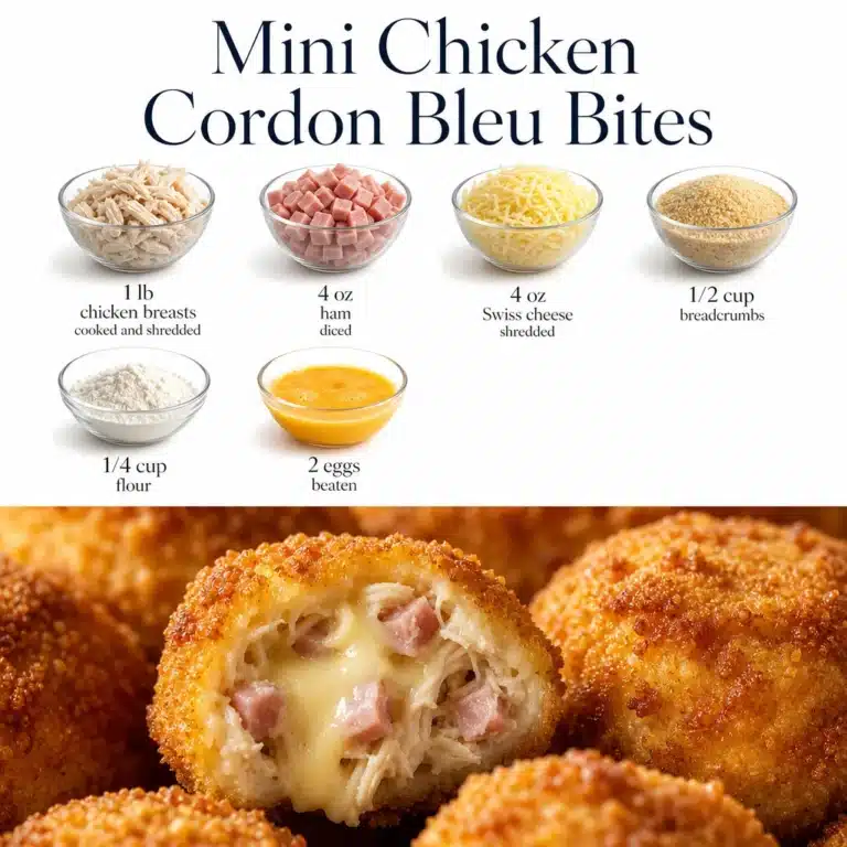 Mini Chicken Cordon Bleu Bites served on a platter, ideal for appetizers.