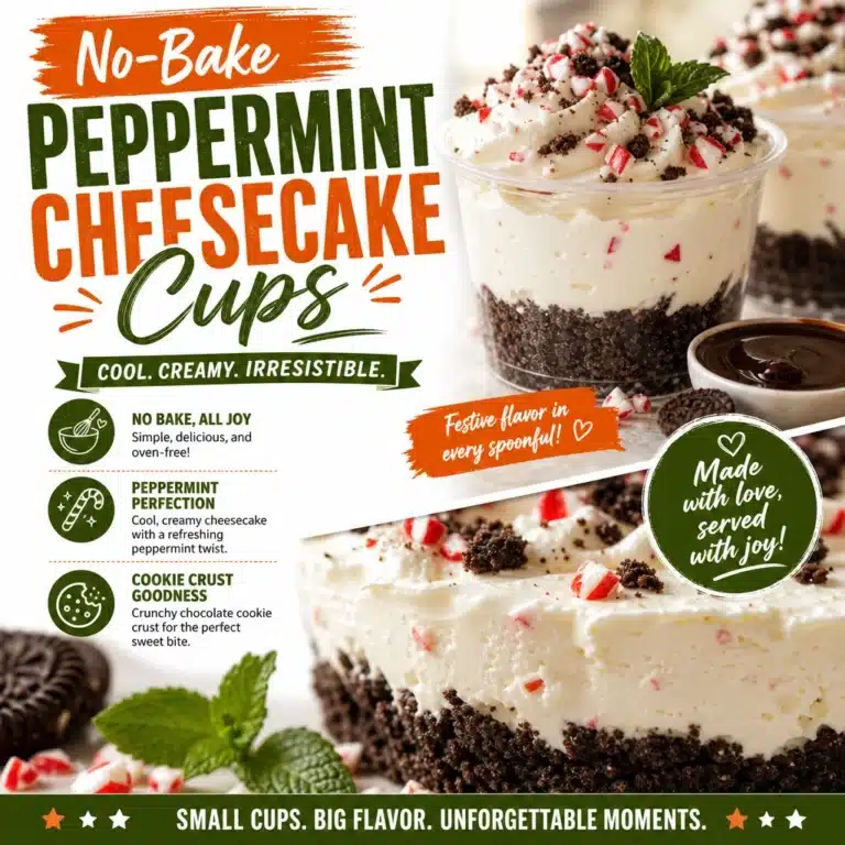 No-bake peppermint cheesecake cups served in dessert dishes