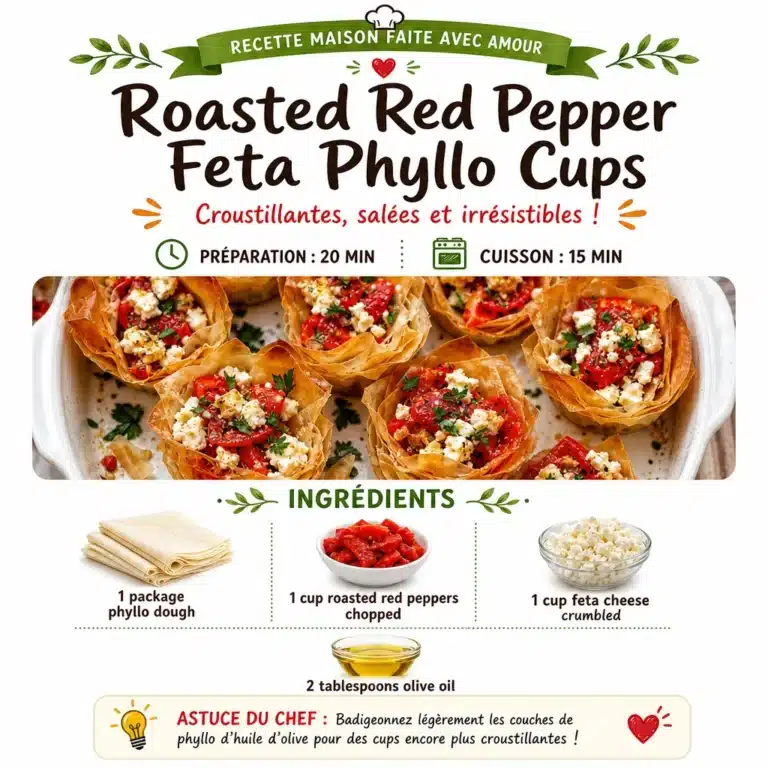 Roasted red pepper feta phyllo cups served on a platter