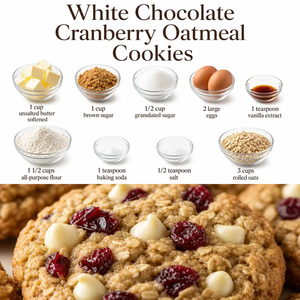 White chocolate cranberry oatmeal cookies with high fiber content
