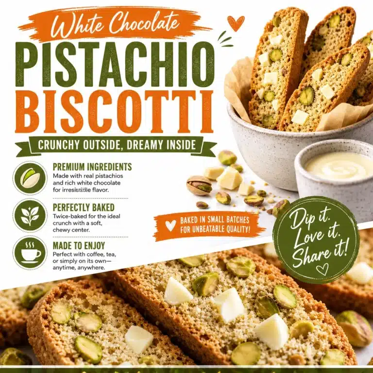 White Chocolate Pistachio Biscotti - Easy Recipe 12 White chocolate pistachio biscotti ready to be enjoyed with coffee
